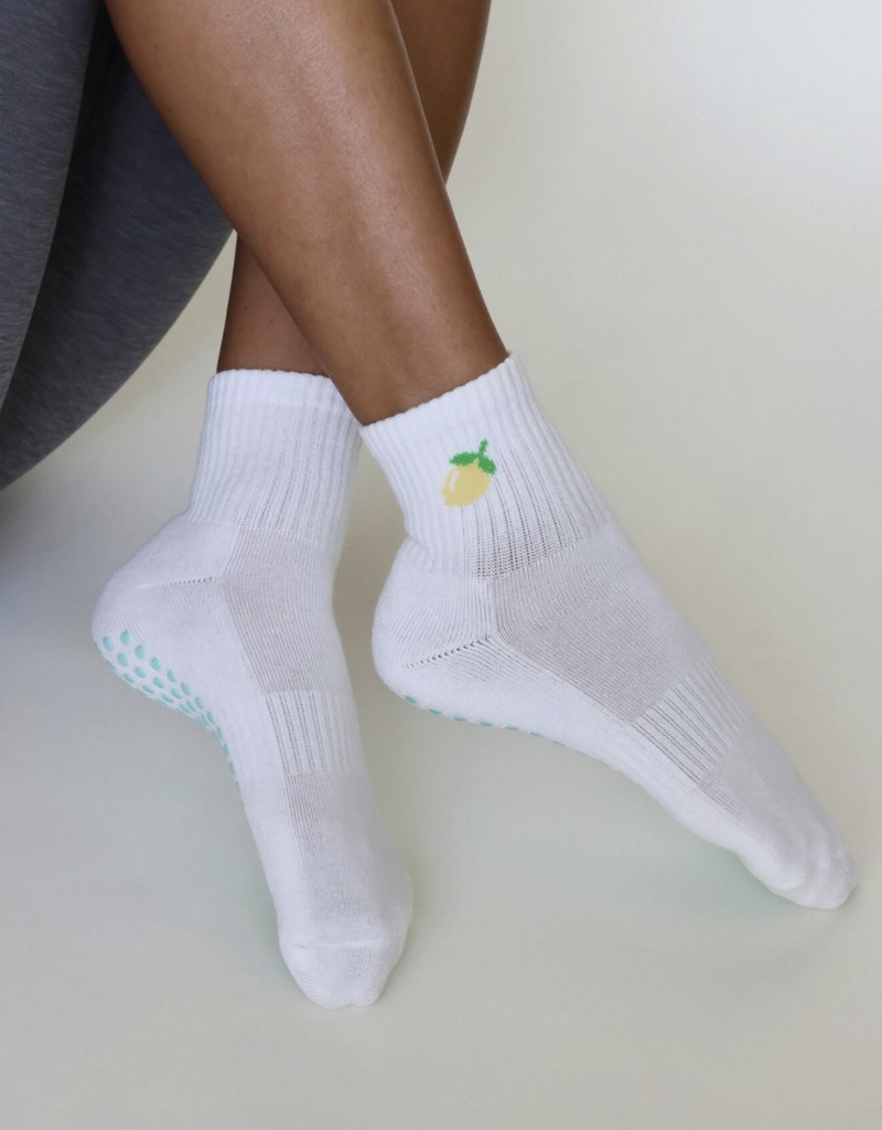 California Grip Socks The Lemon Shortie Grip Socks-White