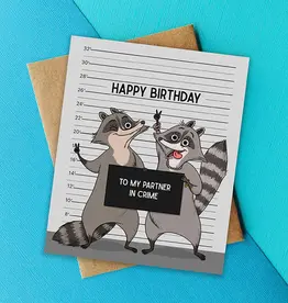 Top Hat and Monocle Partner in Crime Raccoon Card