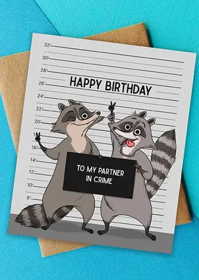 Top Hat and Monocle Partner in Crime Raccoon Card