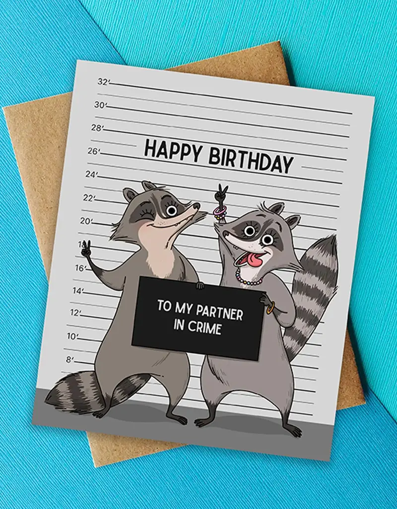 Top Hat and Monocle Partner in Crime Raccoon Card