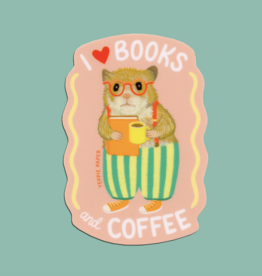 Yeppie Paper Books and Coffee Hamster Sticker