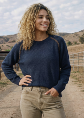 Sundry Clothing Baseball Stitch Saddle Shoulder Sweater