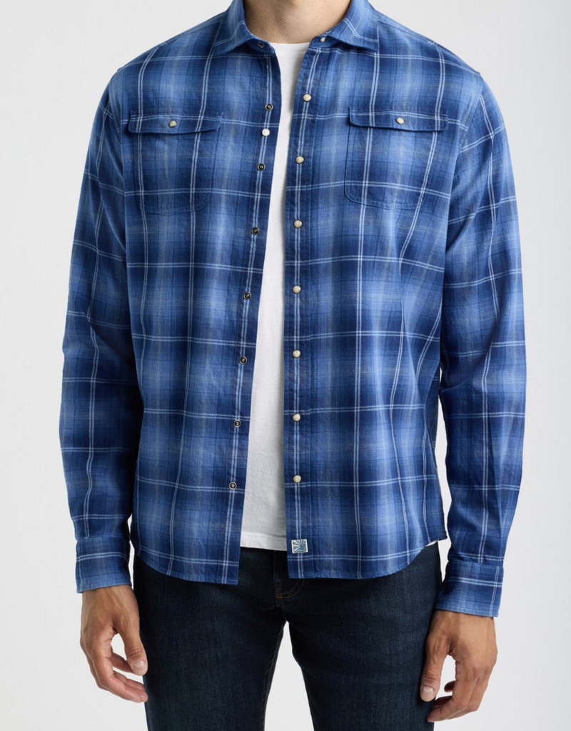 Johnnie-O Snap Indigo Plaid Button Up