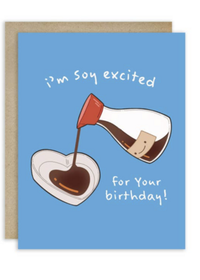 Cute Asian Cards Soy Excited Birthday Card