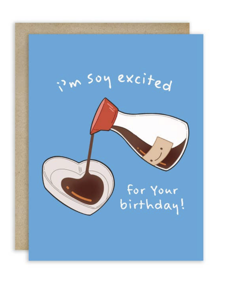 Cute Asian Cards Soy Excited Birthday Card