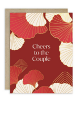 Cute Asian Cards Red & Gold Gingko Wedding Card