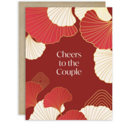 Cute Asian Cards Red & Gold Gingko Wedding Card