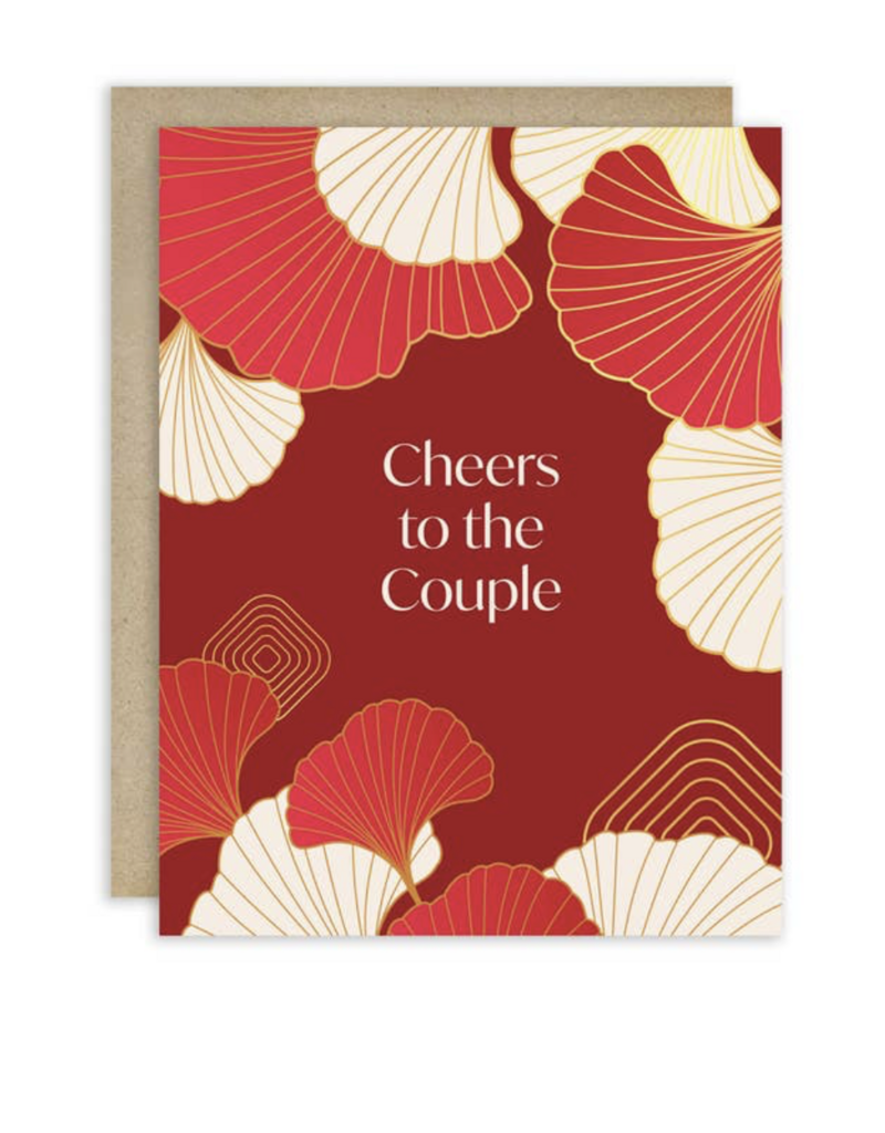 Cute Asian Cards Red & Gold Gingko Wedding Card