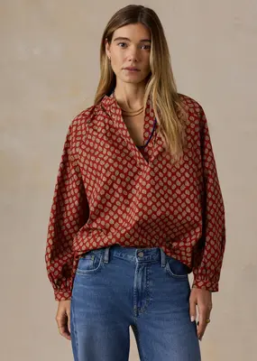 Faherty Coastal Poplin Eleanor Top