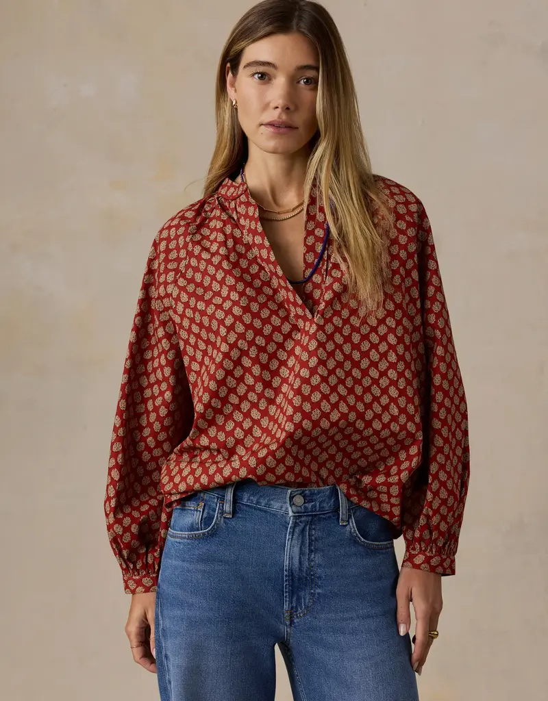 Faherty Coastal Poplin Eleanor Top