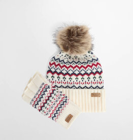 Barbour Holly Beanie & Gloves Gift Set Antique White