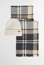 Barbour Pendle Beanie & Blair Scarf Gift Set Light Birchwood Tartan