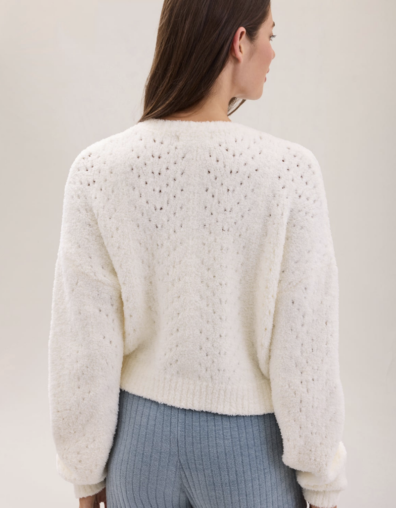 Barefoot Dreams Pointelle Cropped Cardigan