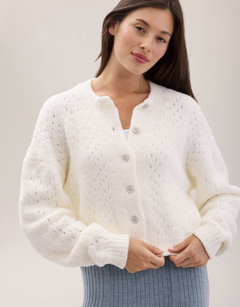 Barefoot Dreams Pointelle Cropped Cardigan