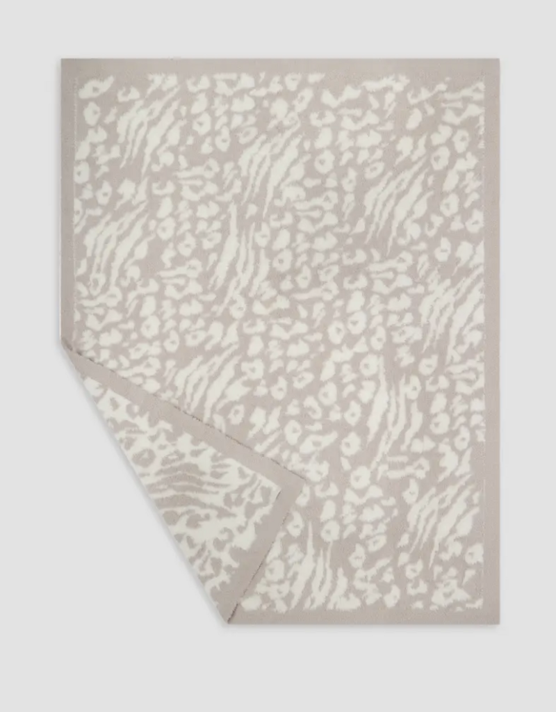 Barefoot Dreams Lush Knit Cream Sandstone Leopard Throw