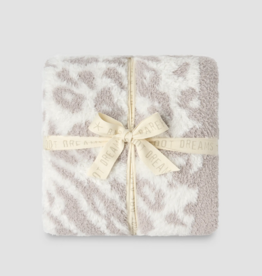 Barefoot Dreams Lush Knit Cream Sandstone Leopard Throw