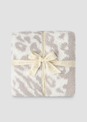 Barefoot Dreams Lush Knit Cream Sandstone Leopard Throw