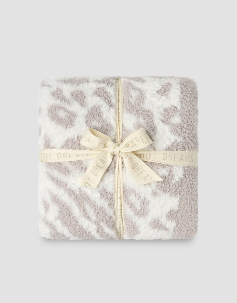 Barefoot Dreams Lush Knit Cream Sandstone Leopard Throw