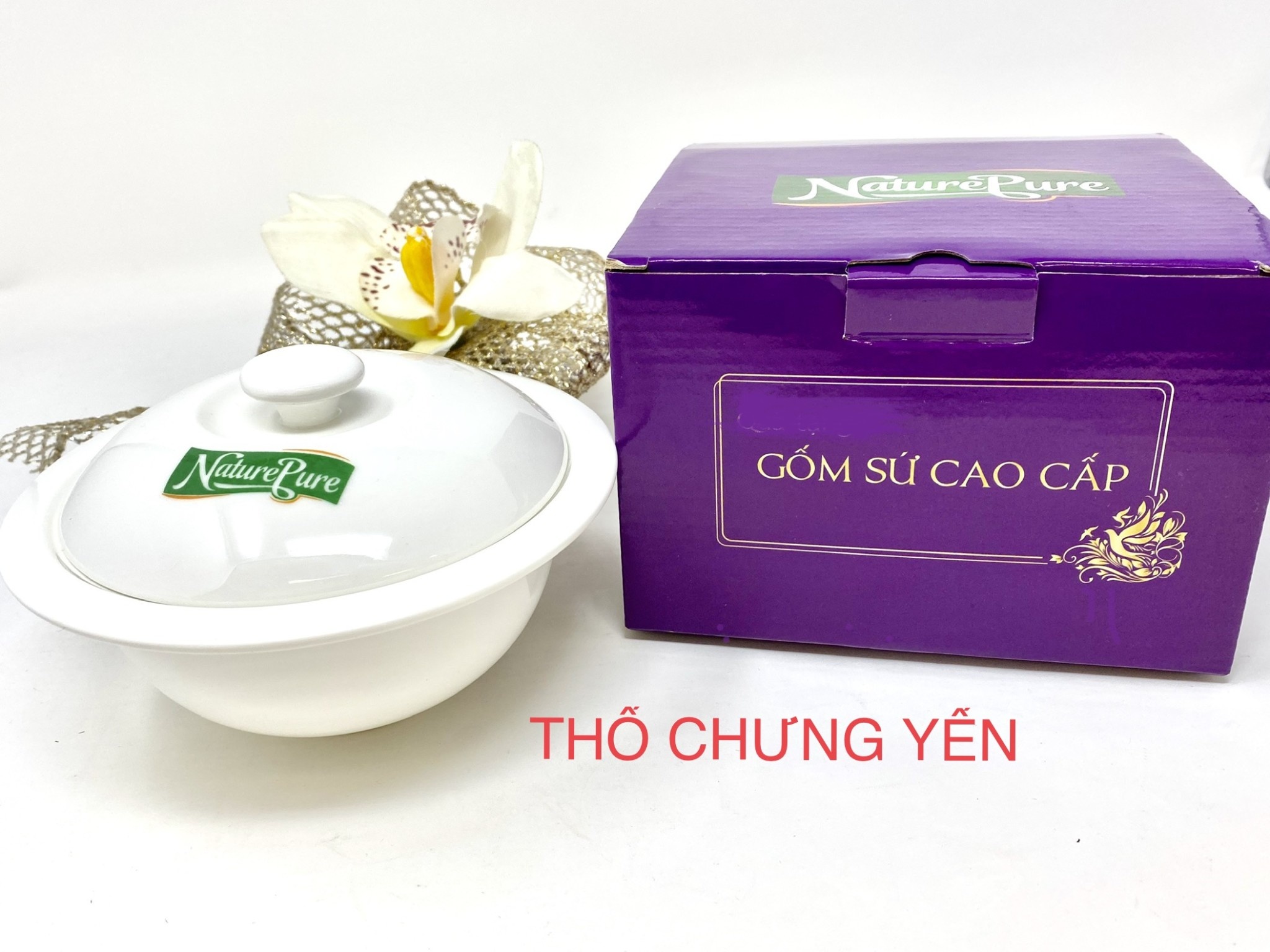 NATURE PURE NATURE PURE DRIED PREMIUM BIRDNEST WHITE BOWL - Bộ Tô Sứ chưng Yến cao cấp