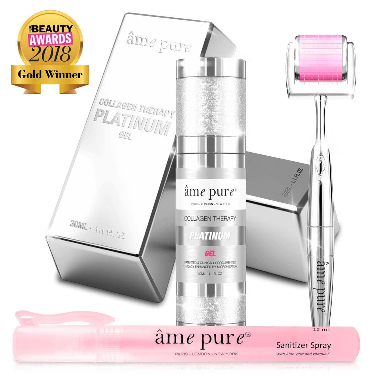 AME PURE AME PURE CIT FACE ROLLER PLATINUM BASIC KIT - ORIG. $148.39 - Bộ Tăng Sinh Collagen, Giúp Làm Mờ Sẹo, Mụn, Nám hoặc Nếp Nhăn (Anh Quốc)