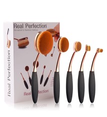 REAL PERFECTION (CỌ MỊN ĐẶC) PROFESSIONAL MICROFIBRE OVAL BRUSH COLLECTION 5PCS - BỘ CỌ TRANG ĐIỂM OVAL MỊN ĐẶC 5 LOẠI