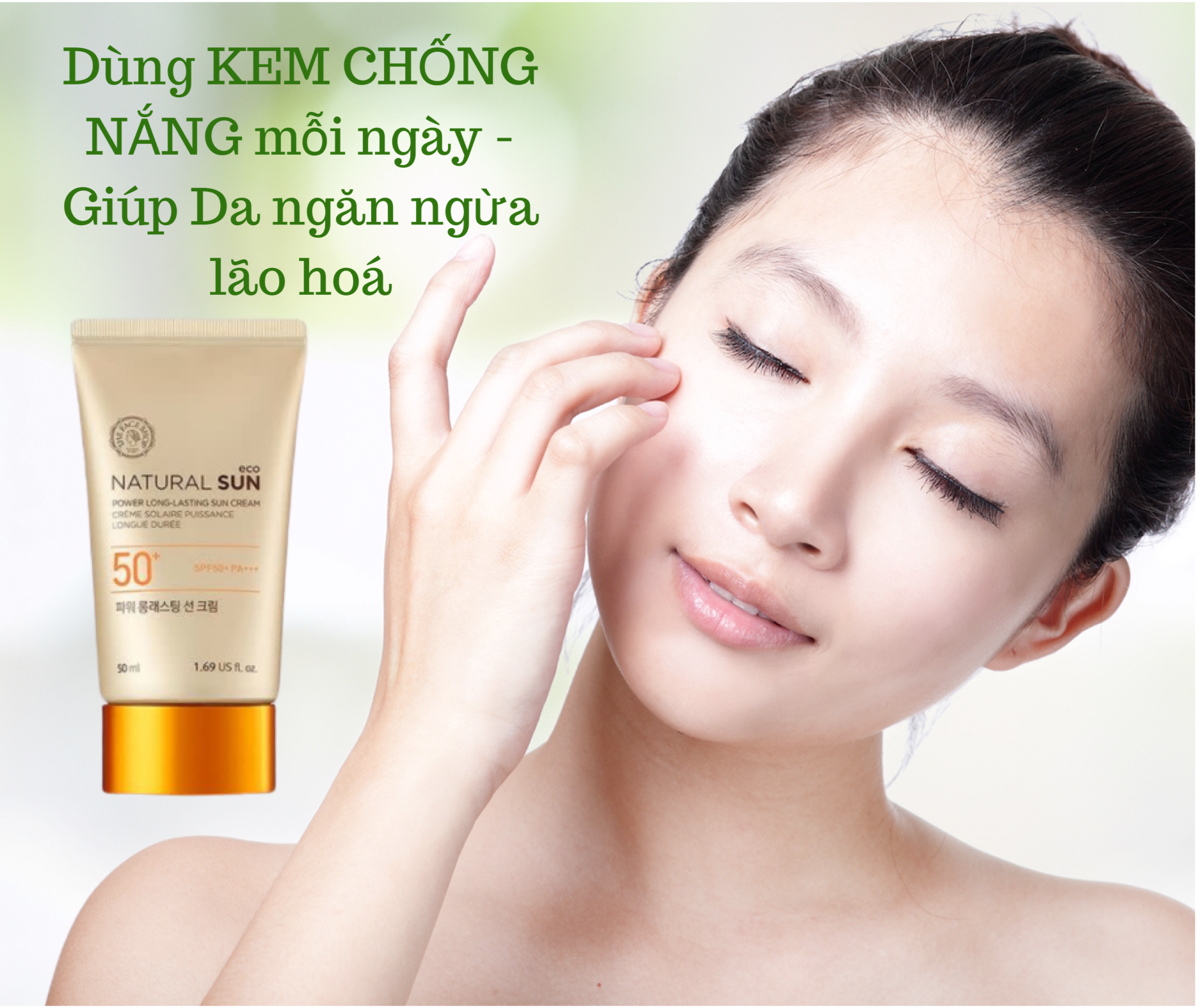 THE FACE SHOP TF NATURAL LONG LASTING SUNSCREEN SPF50 (50ML) - KEM CHỐNG NẮNG LÂU TRÔI HÀN QUỐC SPF50+ - MÀU DA TỰ NHIÊN