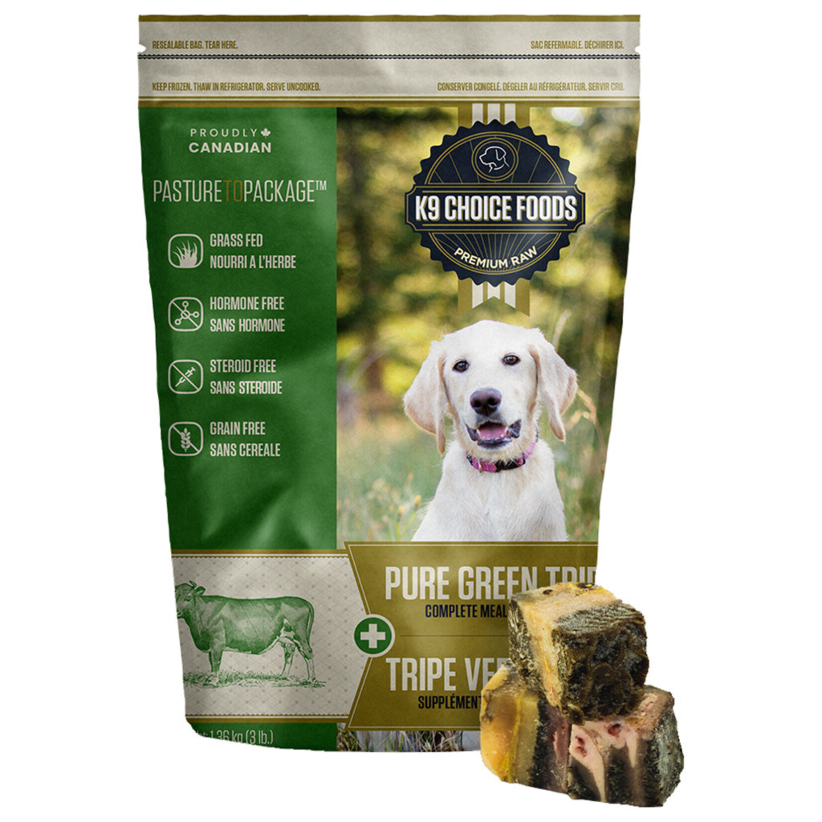 K9 Choice Foods K9 Choice Foods - Green Tripe 1" Cubes - 3lb