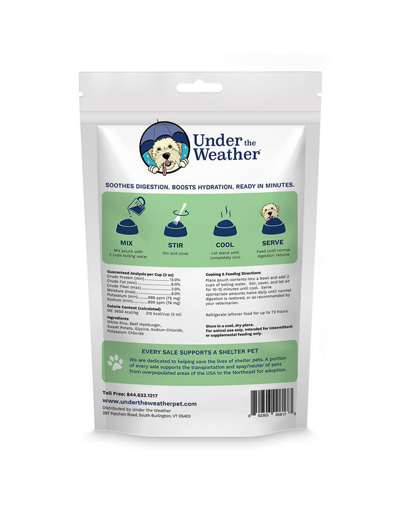Under The Weather Under the Weather - Dog Bland Diets with Electrolytes - Rice, Hamburger & Sweet Potato - 170g