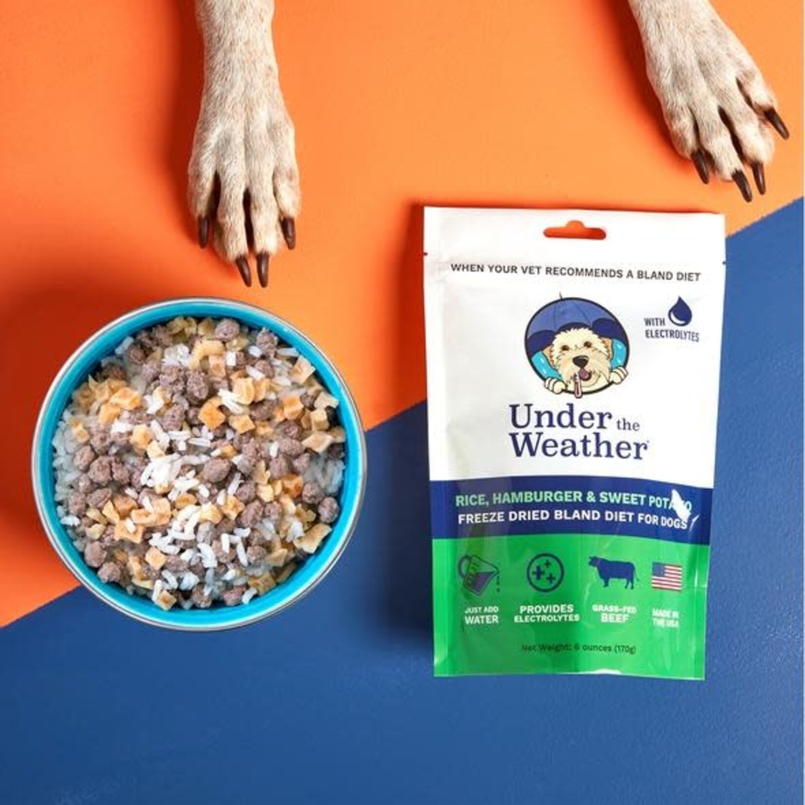 Under the Weather - Régimes fades pour chiens avec électrolytes - Riz, boeuf et patate douce - 170g