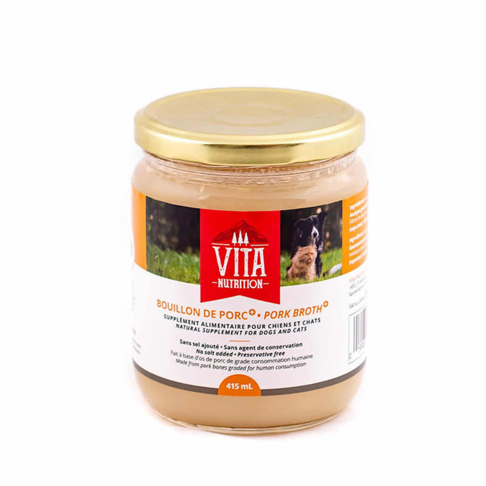 Vita Nutrition Animale - Bouillon d'os de porc + - 415ml