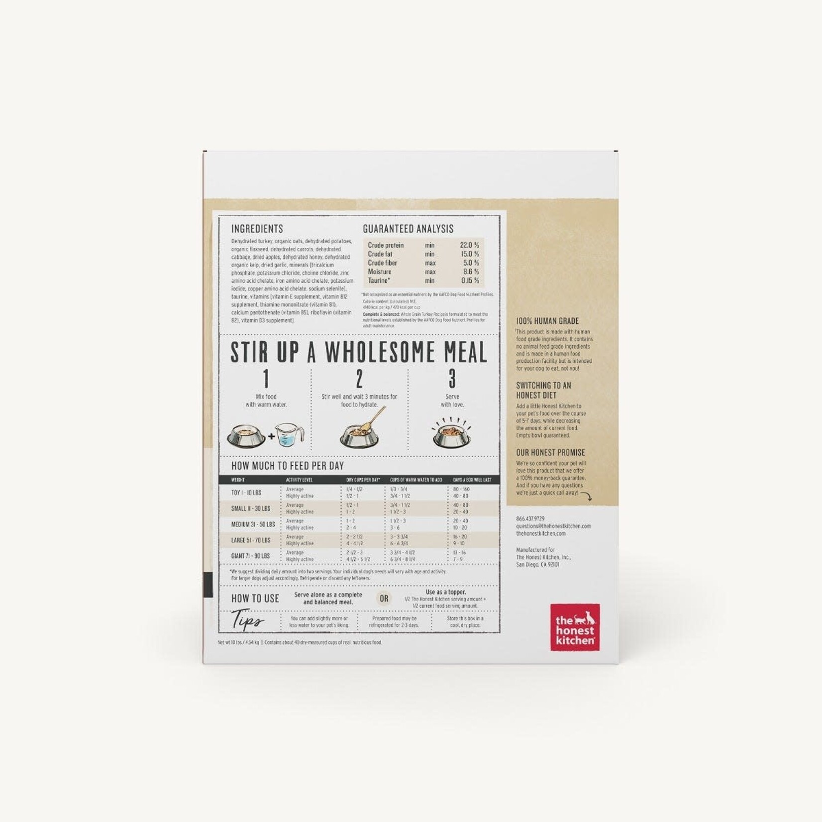 Honest Kitchen Honest Kitchen - Grains entiers - Recette de dinde