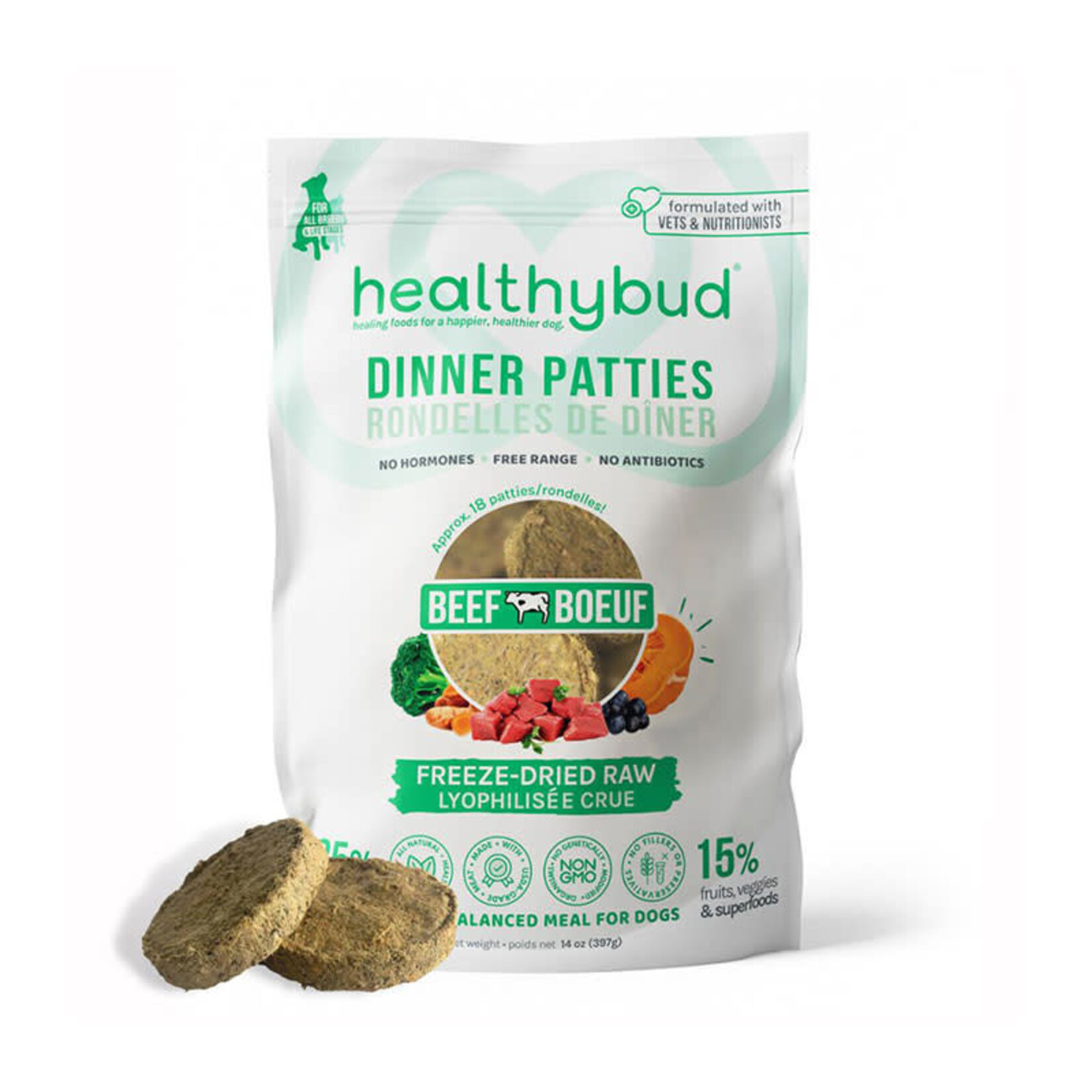 Healthybud Healthybud - Freeze-Dried Raw - Beef Patties - 14oz