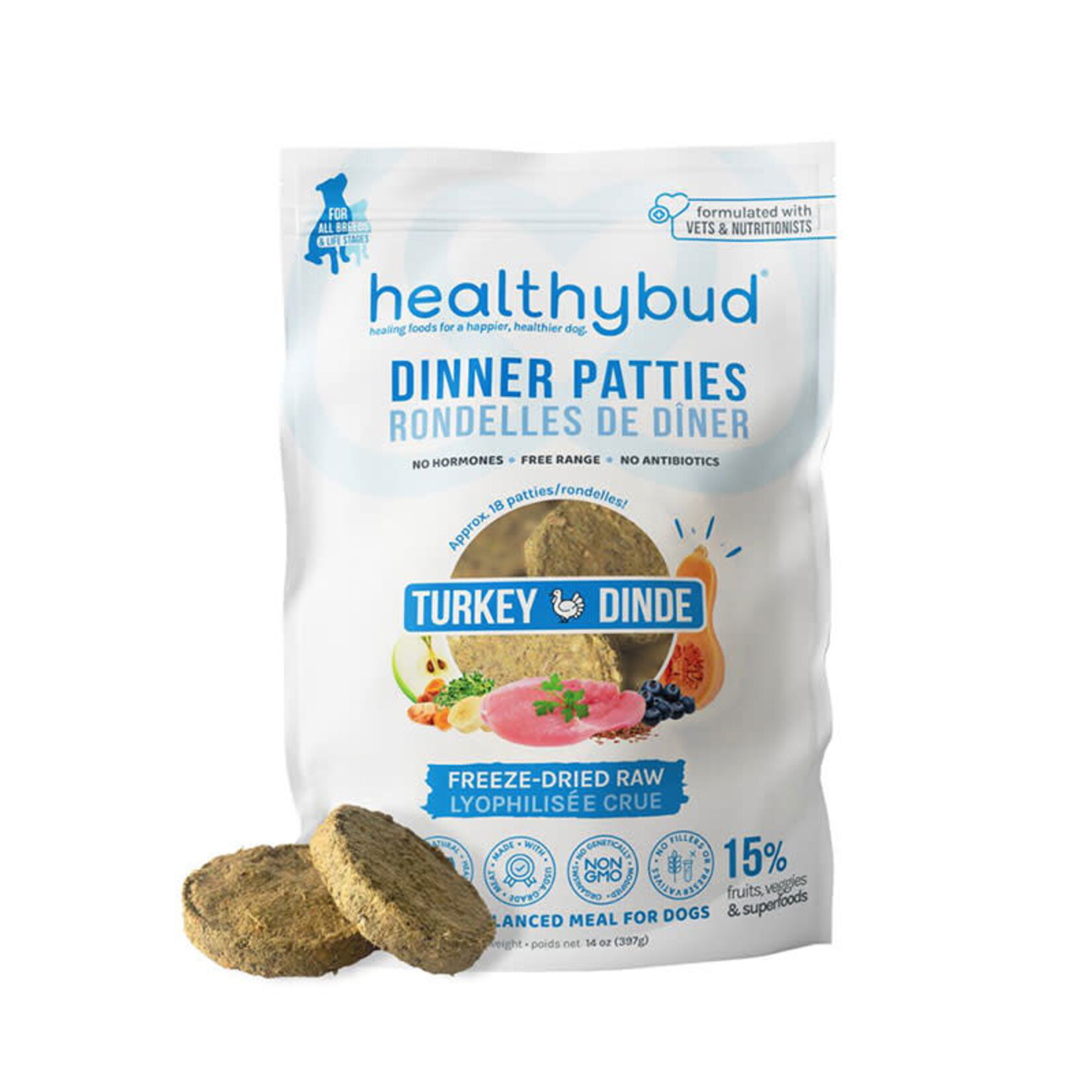 Healthybud Healthybud - Freeze-Dried Raw - Turkey Patties - 14oz