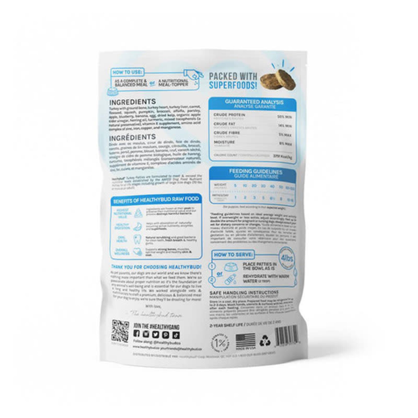 Healthybud Healthybud - Cru Lyophilisé - Galettes de dinde - 14oz