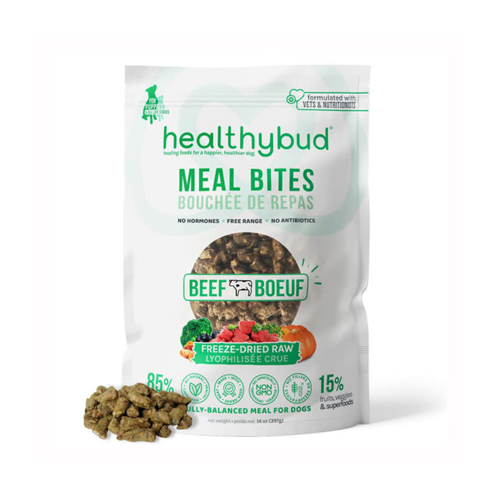 Healthybud Healthybud - Freeze-Dried Raw - Boeuf bouchée de repas - 14oz