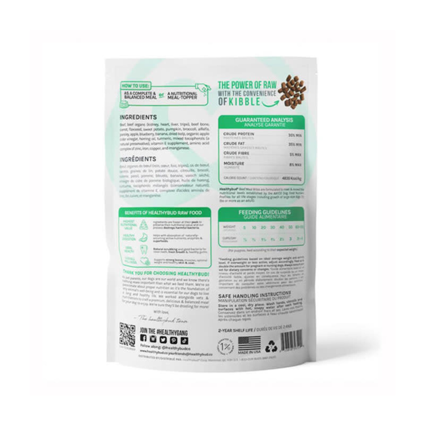 Healthybud Healthybud - Cru Lyophilisé - Boeuf bouchée de repas - 14oz