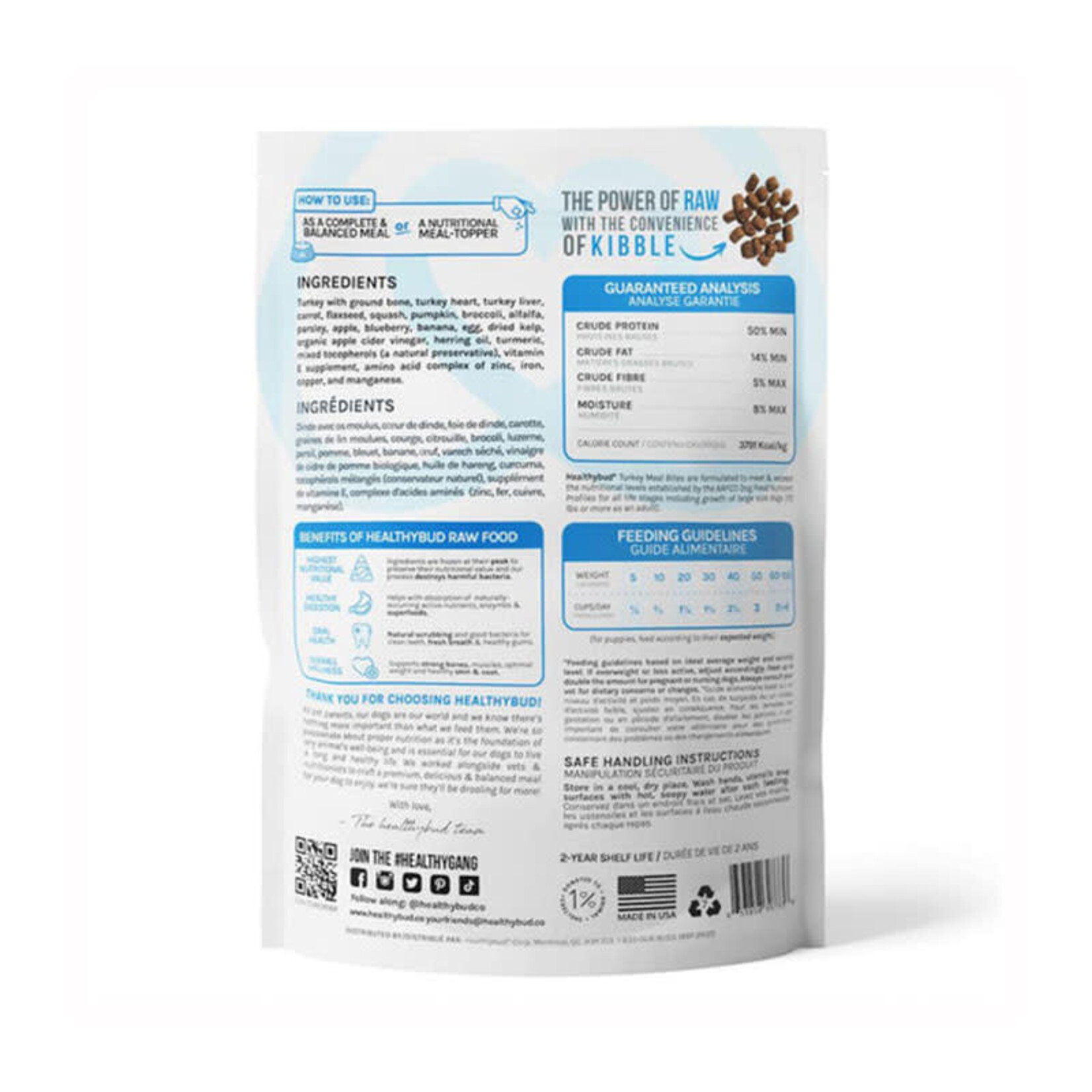 Healthybud Healthybud - Cru Lyophilisé - Dinde bouchée de repas - 14oz