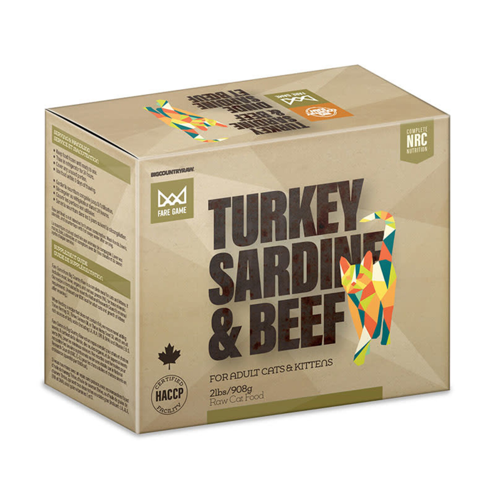 Big Country Raw Big Country Raw - Fare Game - Turkey Sardine Beef - 4 x 1/2 lb