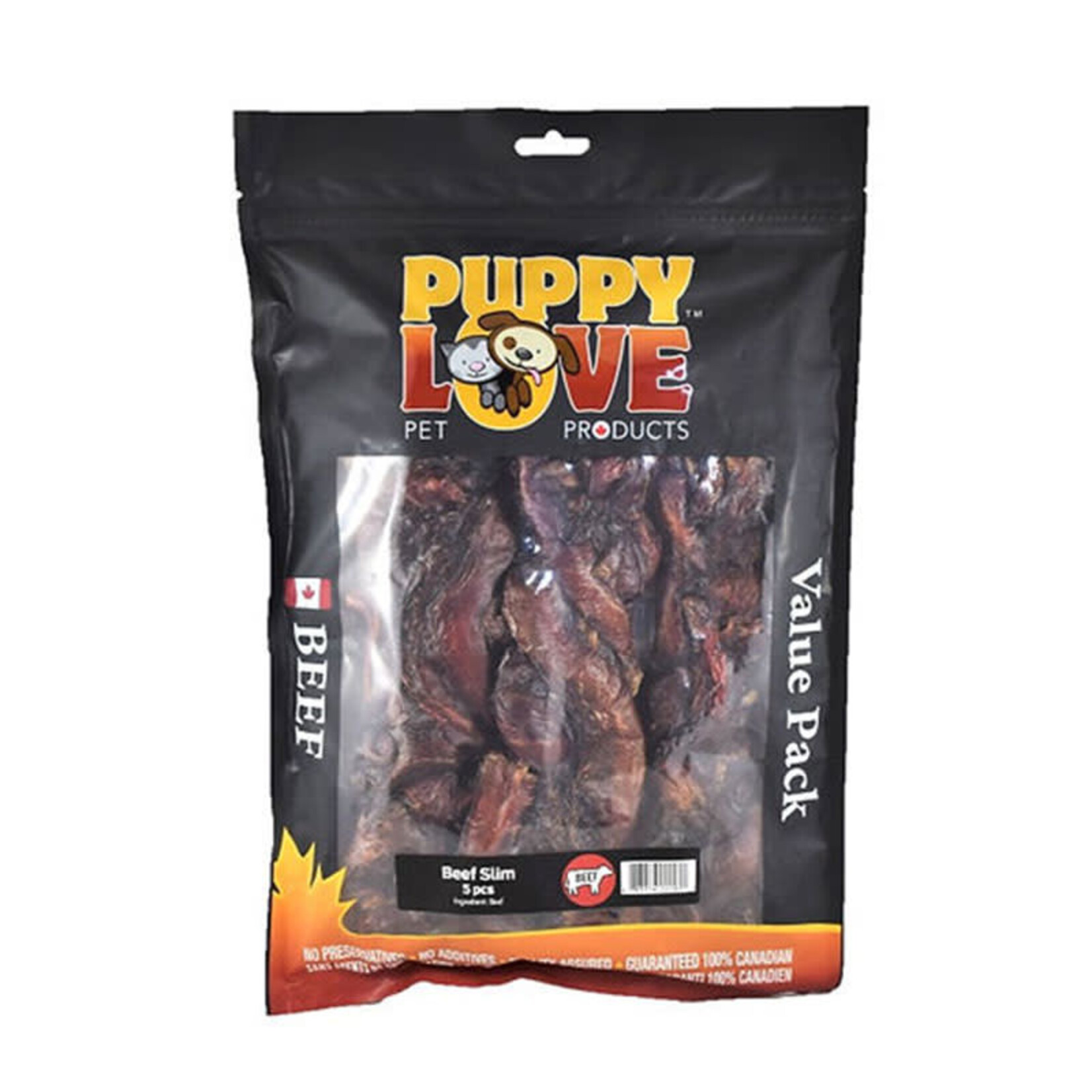 Puppy Love Pet Products Puppy Love - Slim de boeuf - paquet de 5