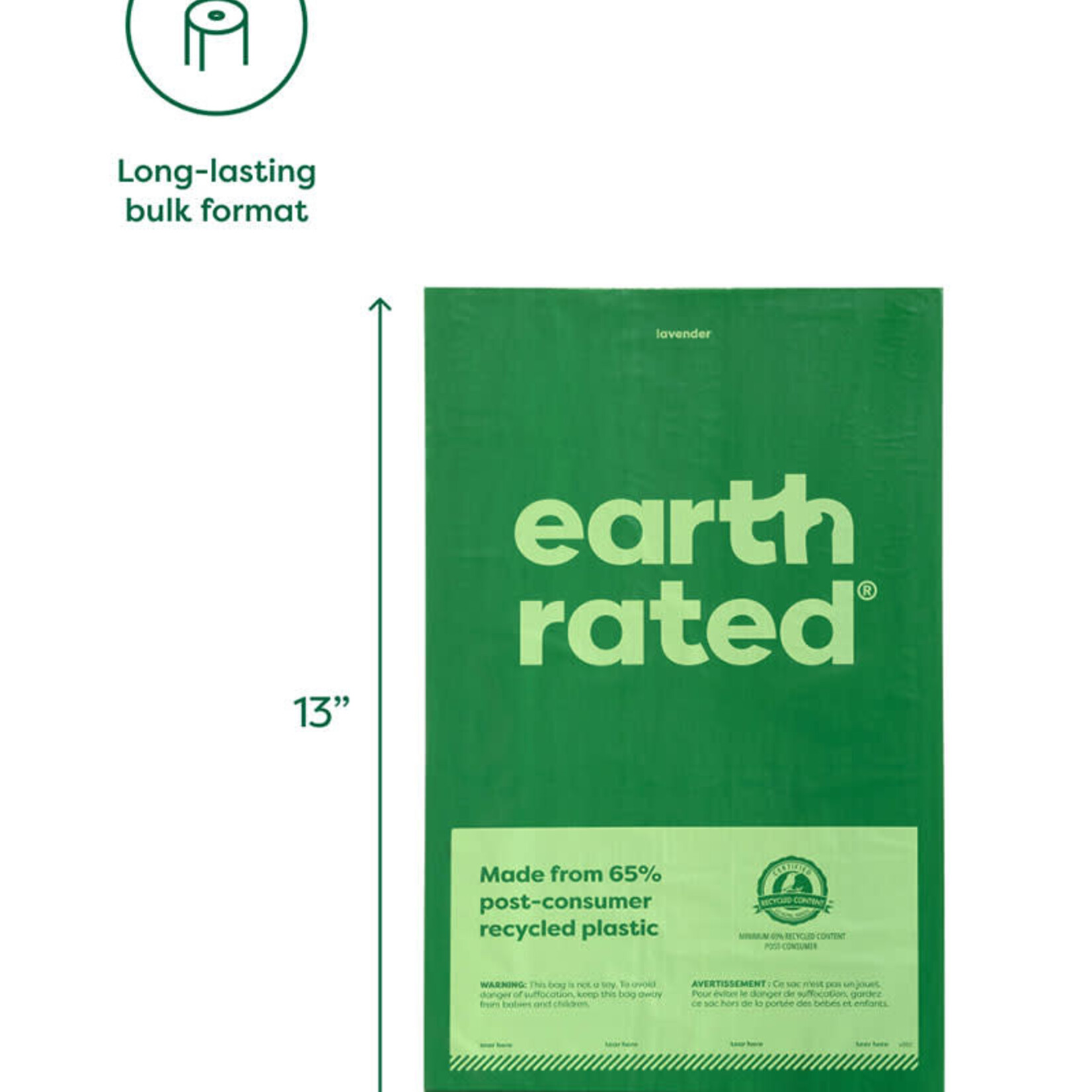 Earth Rated PoopBags Earth Rated Poopbags - Sacs sur un seul rouleau - Non parfumés  - 300 sacs