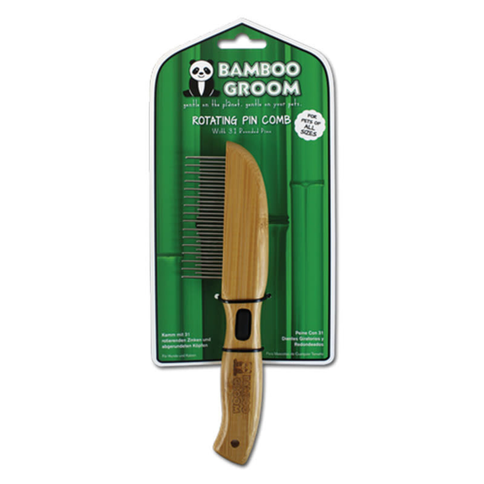 Bamboo Groom - Course Shedding Comb (31 Rotating Pins)
