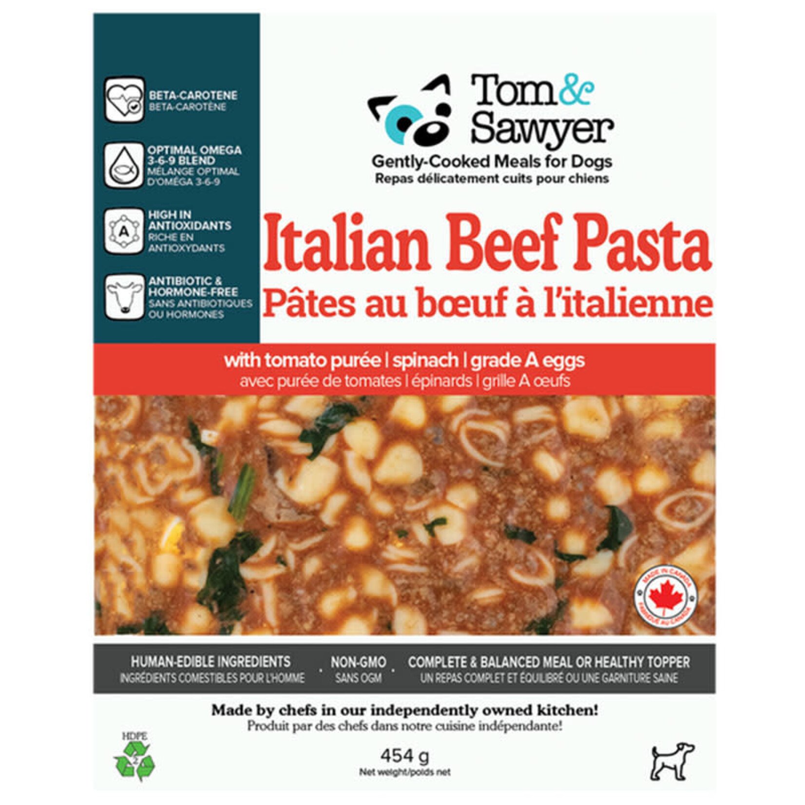 Tom & Sawyer Tom & Sawyer - Italian Beef Pasta - Gently Cooked for dogs - 1lb