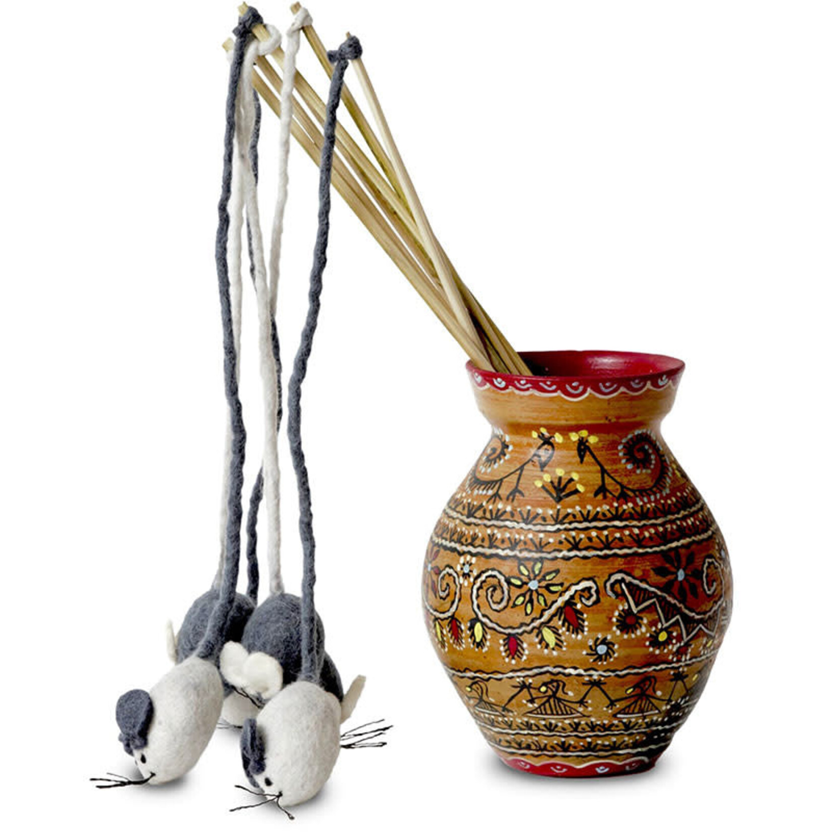 Dharma Dog Karma Cat – Wooden Handle- Wool Felt – Mouse