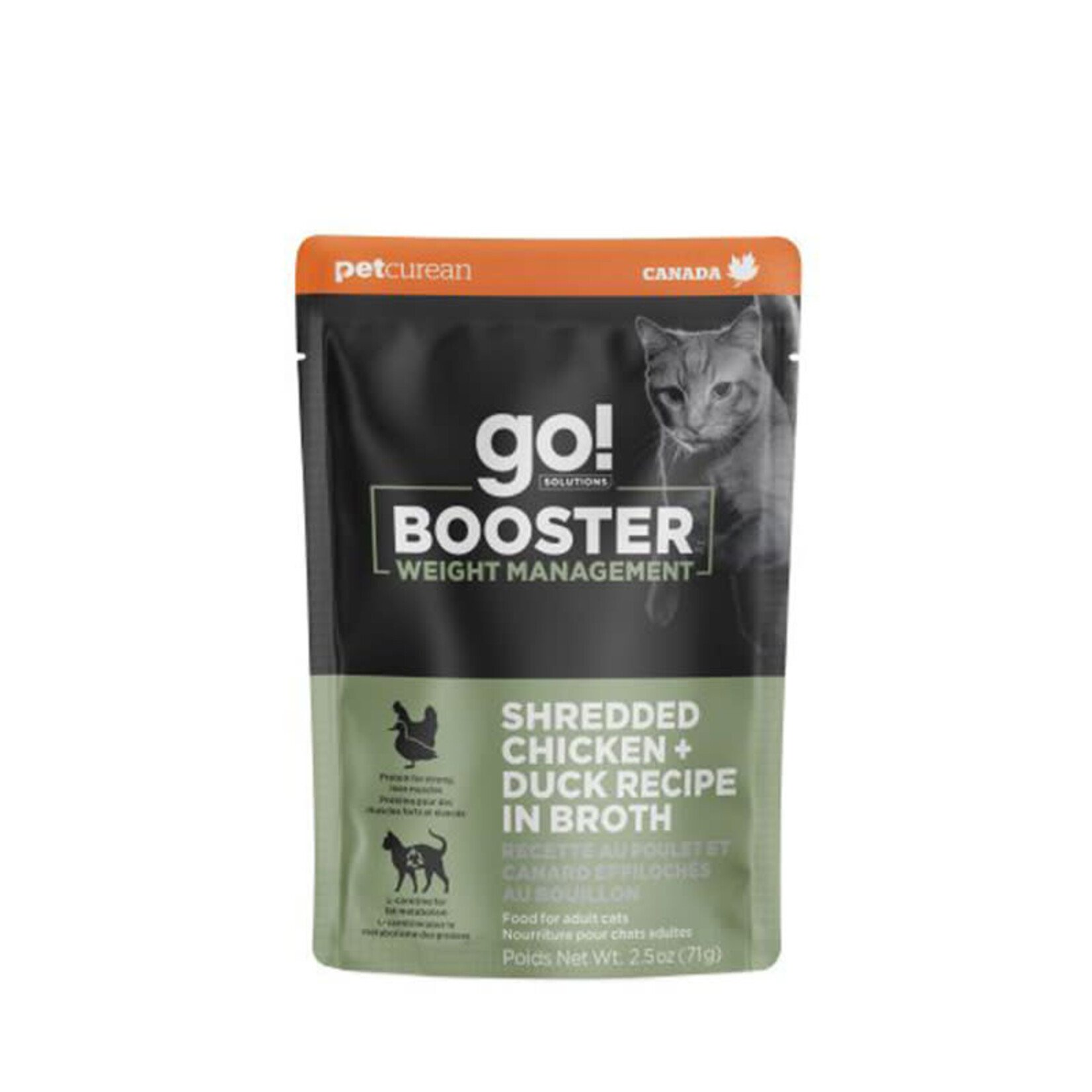 Petcurean Go! - BOOSTER pour chats - Gestion du poids - Poulet et canard râpés - 2,5 oz