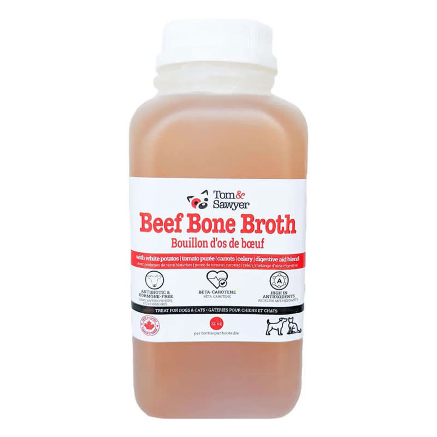 Tom & Sawyer Tom & Sawyer - Bouillon d'os de boeuf pour chiens - 12oz