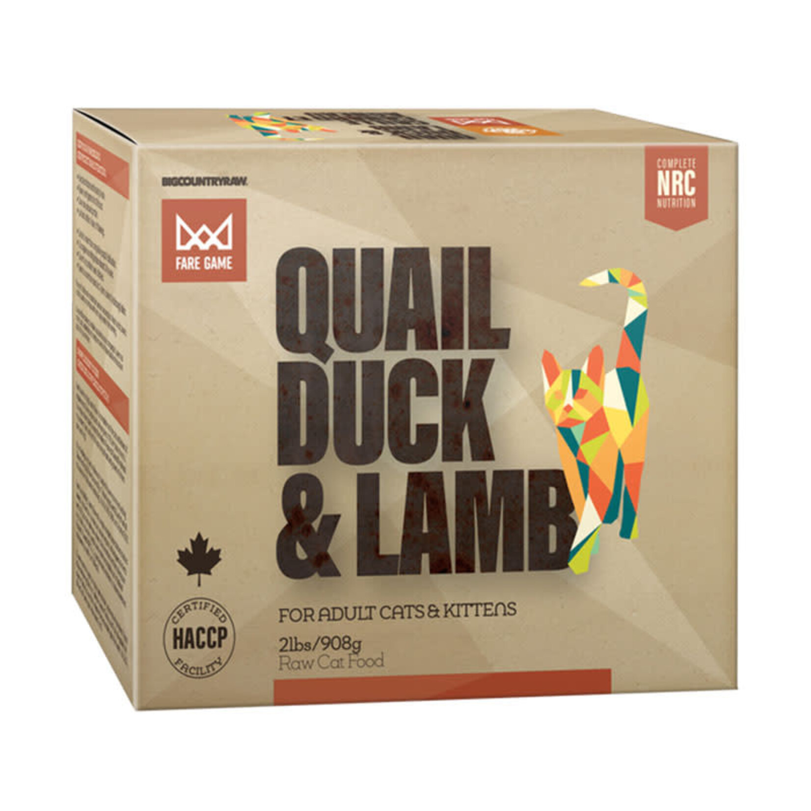 Big Country Raw Big Country Raw - Fare Game - Caille, canard et agneau - 4 x 1/2 lb