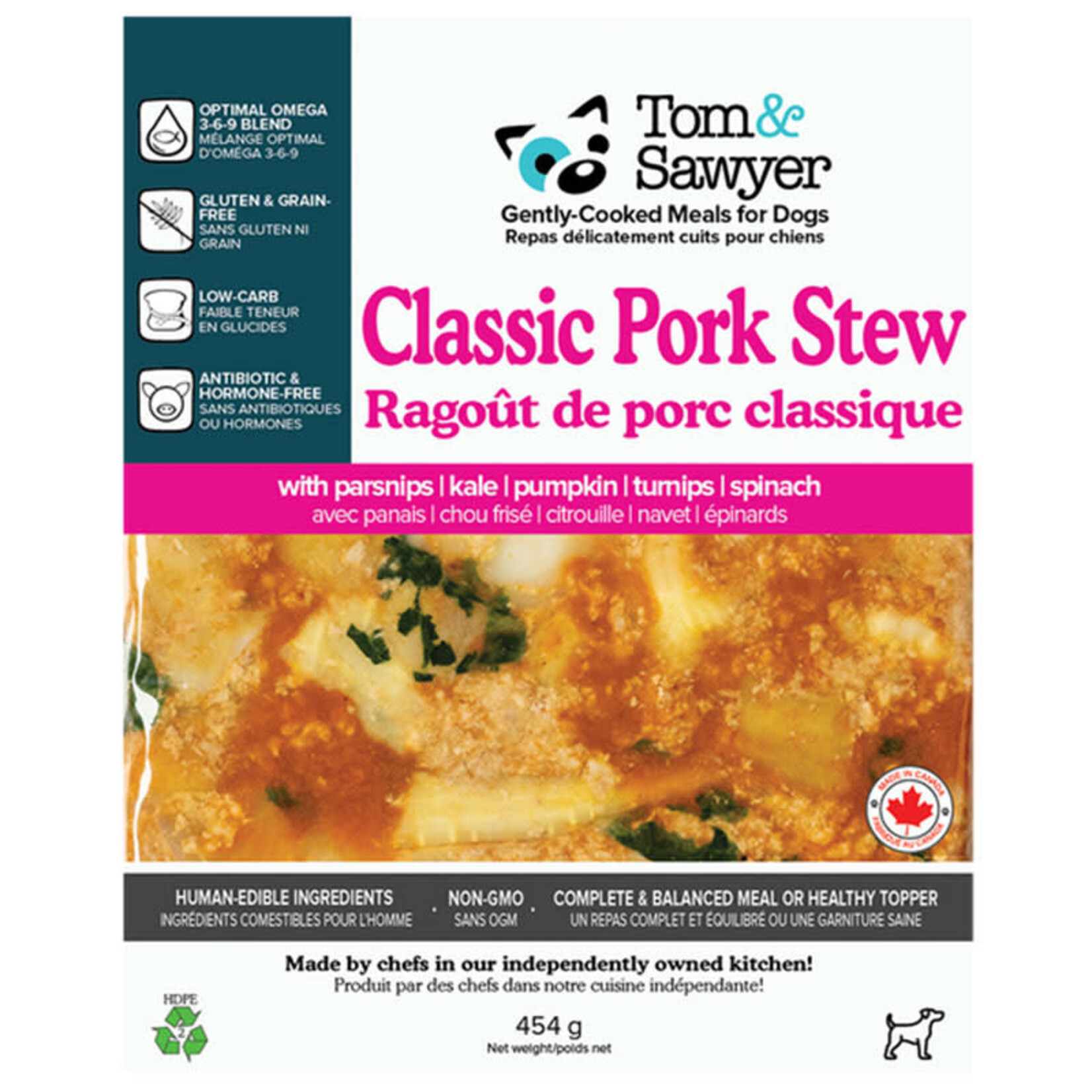 Tom & Sawyer Tom & Sawyer - Pour Chien - Cuit doucement - Ragoût de porc classique – 1 lb