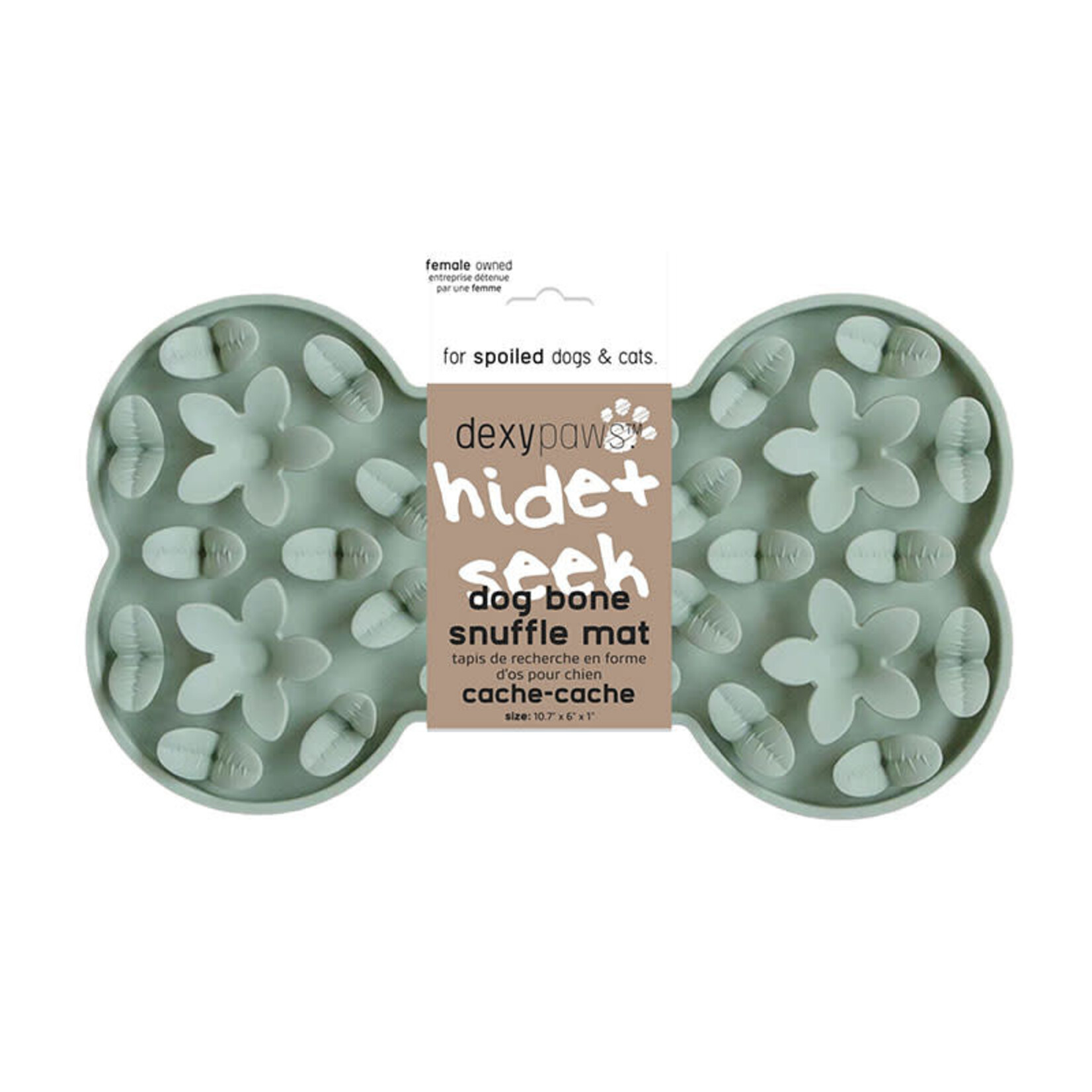 Dexypaws Dexypaws - Tapis de léchage en silicone os "cache-cache" - Vert sauge
