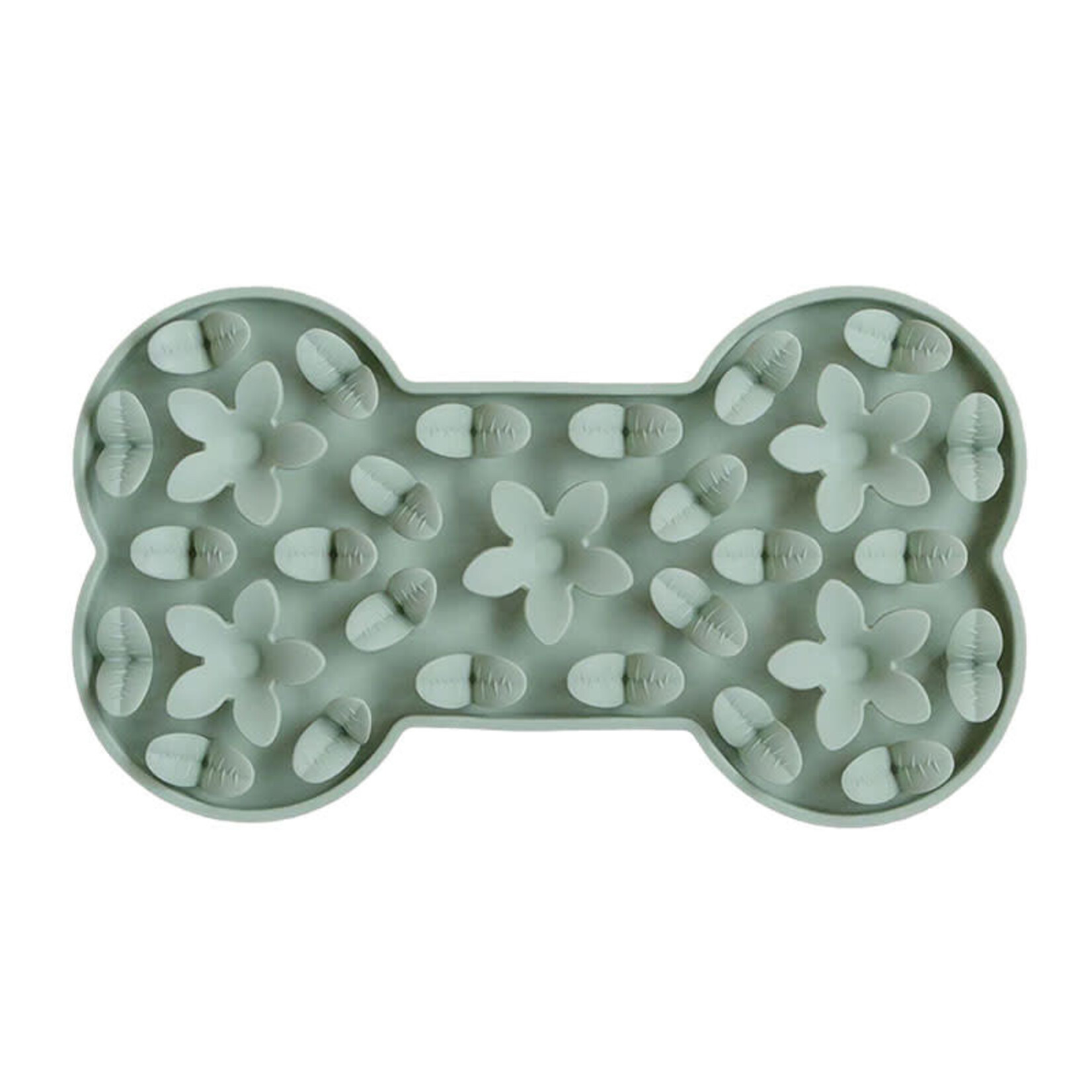 Dexypaws Dexypaws - Tapis de léchage en silicone os "cache-cache" - Vert sauge