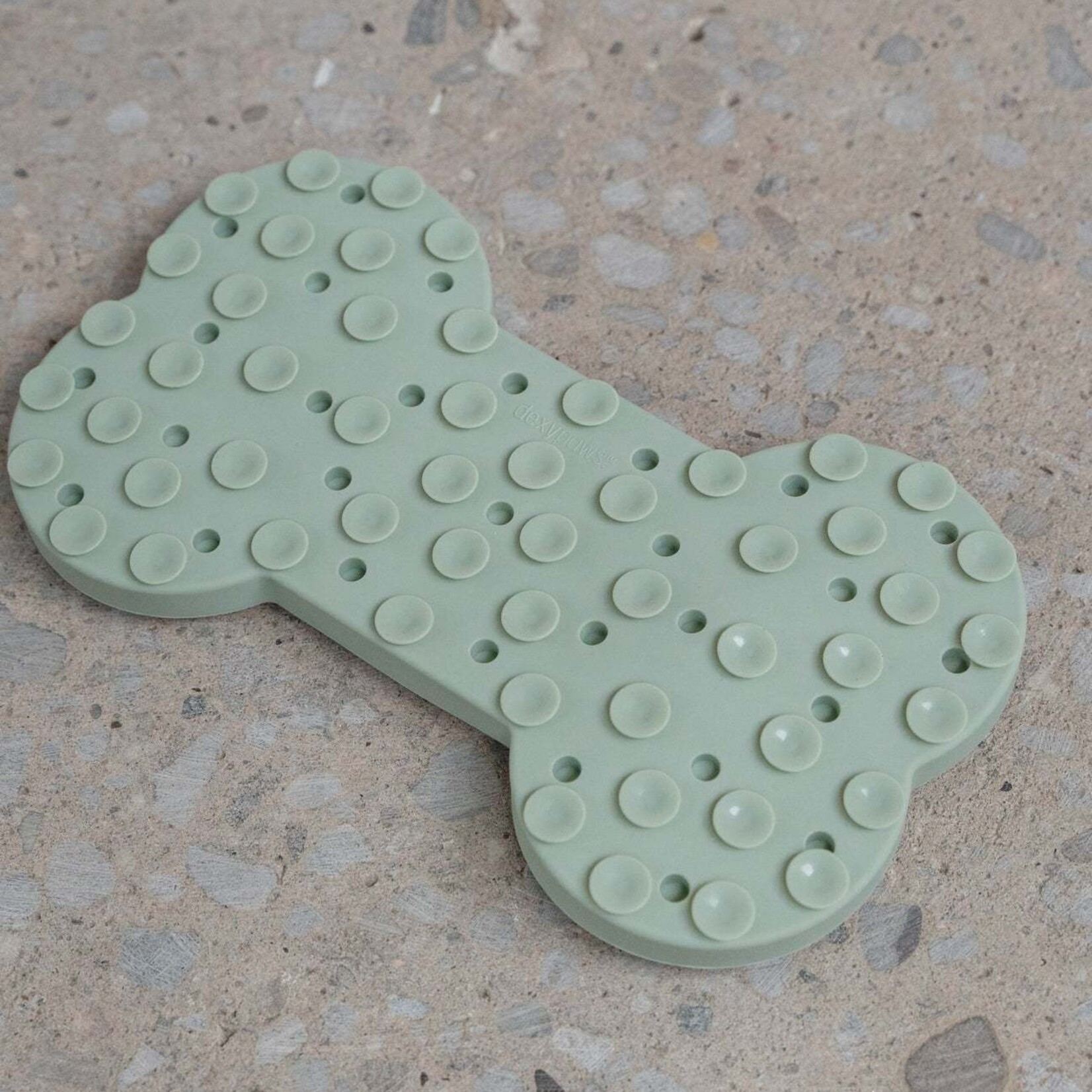 Dexypaws Dexypaws - Tapis de léchage en silicone os "cache-cache" - Vert sauge